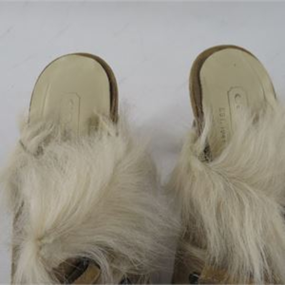 Coach Tan Fur-Accented Mules - Picture 4 of 9